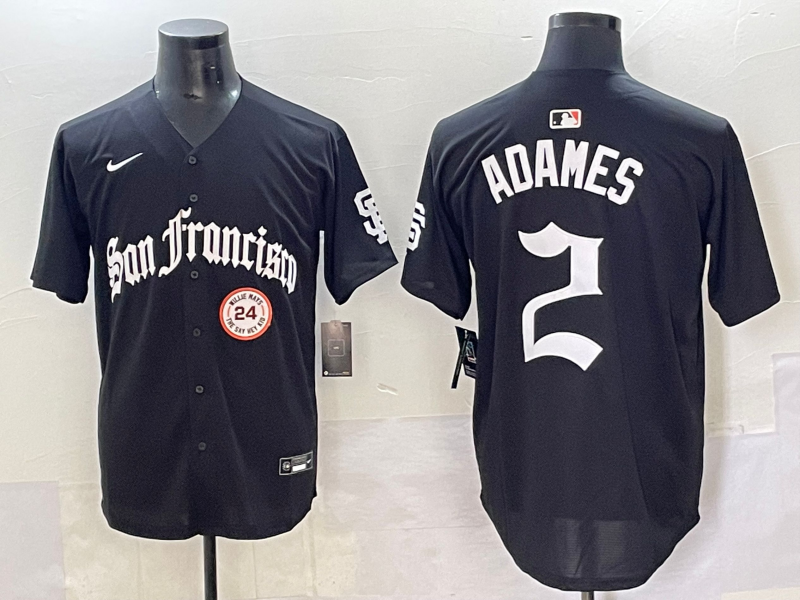 Men 2025 San Francisco Giants #2 Adames Black Five generations Joint Name Nike MLB Jersey style 23->san francisco giants->MLB Jersey